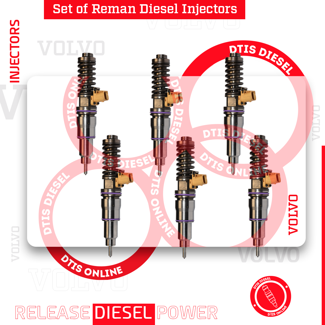 85000417 D12D 465 HP 6 Injectors Set Injector Sleeve Included